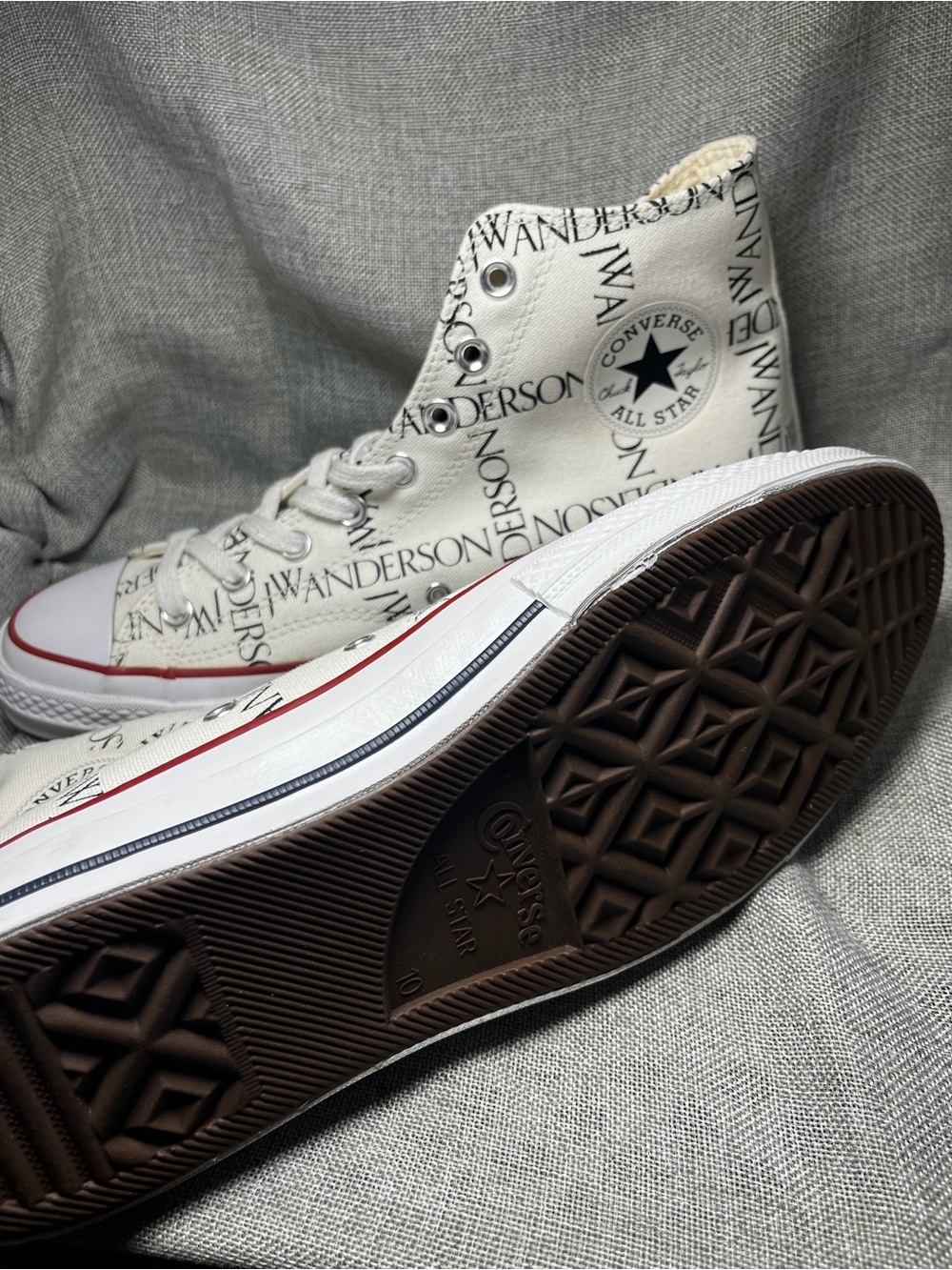 Converse White Canvas Low Top Sneakers with Red Trim - Picture 7 of 8